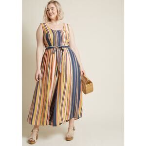 ModCloth Unbridled Enthusiasm Wide-Leg Jumpsuit Women's Size 4X Multi Cropped